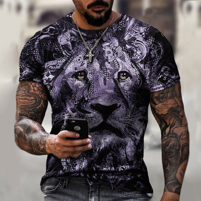 Tech Digital Lion Print Men's T-Shirt