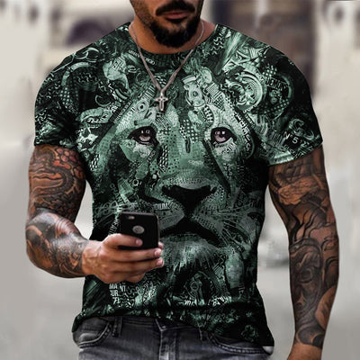 Tech Digital Lion Print Men's T-Shirt