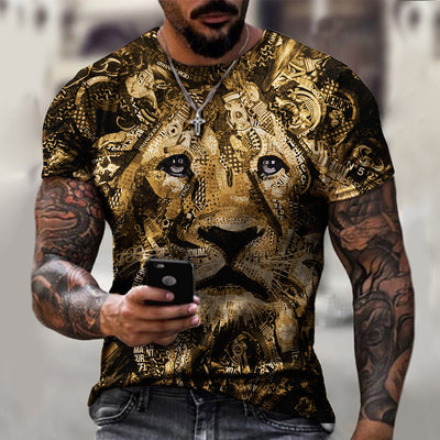 Tech Digital Lion Print Men's T-Shirt