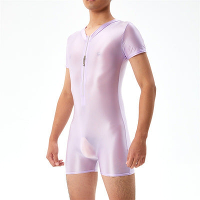 Base Bodysuit Men's Shiny Shiny Silky Tight