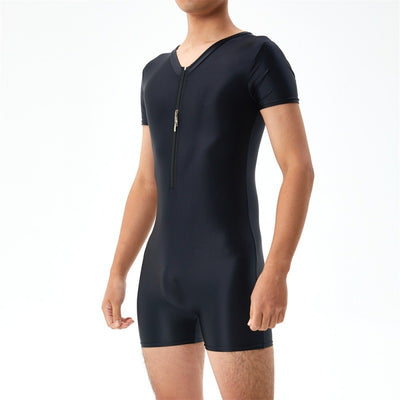 Base Bodysuit Men's Shiny Shiny Silky Tight