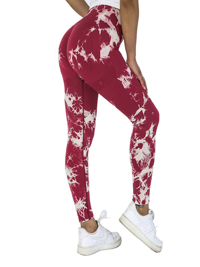 4pcs Tie-dye Yoga Pants Active Yoga Pants