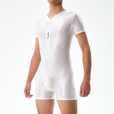 Base Bodysuit Men's Shiny Shiny Silky Tight