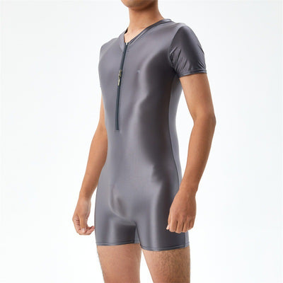 Base Bodysuit Men's Shiny Shiny Silky Tight