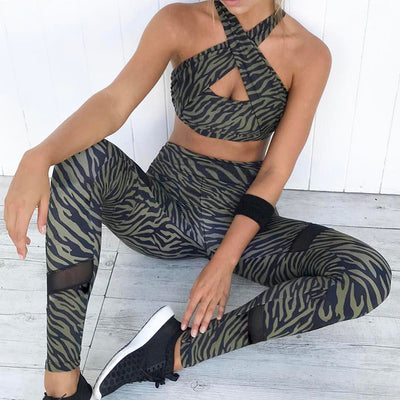 Camouflage yoga suit
