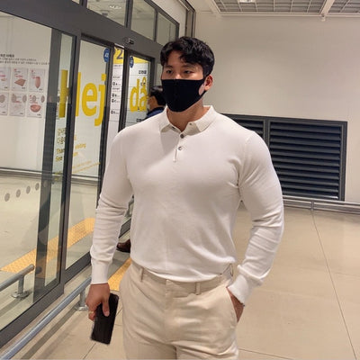 Sports Polo Shirt Elastic Muscle Fitness Clothes